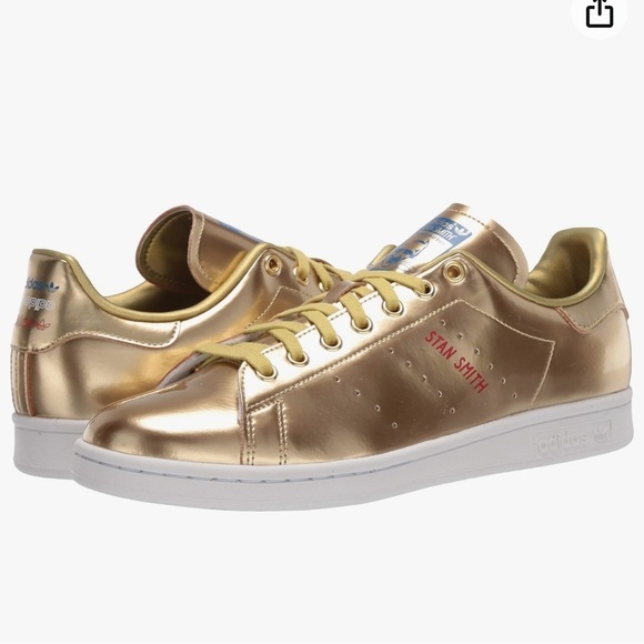 Adidas Originals Stan Smith Legacy Sneaker Gold Metallic kids women’s size US4 - Picture 2 of 12